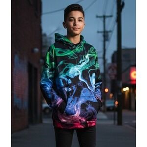 Funnycokid Unisex Kids‎ Swirl 3D Printed Pullover Sweatshirt Hoodie Colorful XL